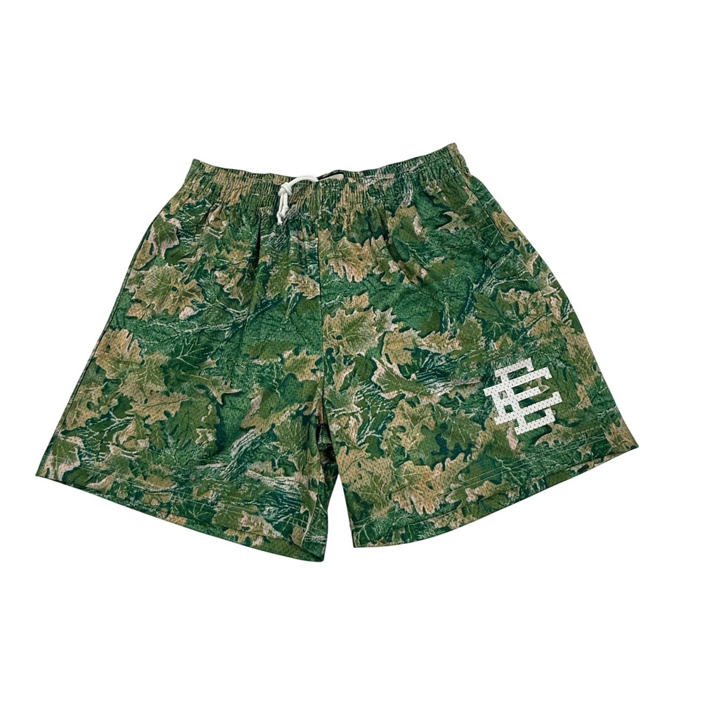Eric Emanuel Basic Short Green Leaf Camo Mesh Basketball Shorts XL EE Logo